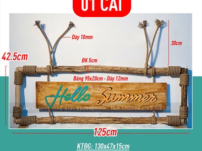 Bảng hiệu khung củi quấn dây thừng Rustic [Nội dung - Kích thước theo yêu cầu] YC-BANGHIEU-02